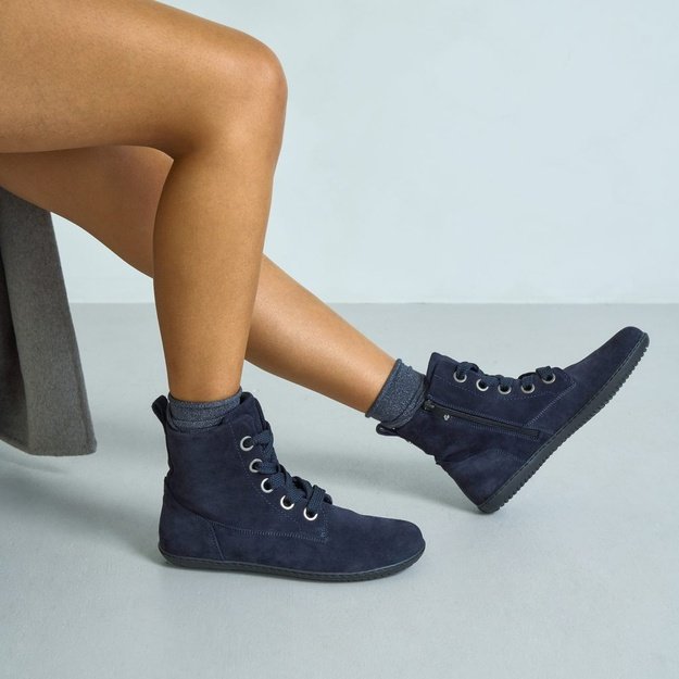 D&aacute;msk&eacute; Barefoot Kotn&iacute;kov&eacute; Boty GROUNDIES&reg; Salzburg Půlnočn&iacute; Modr&aacute;