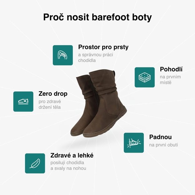 Barefoot Zateplen&eacute; Kozačky GROUNDIES&reg; Odessa GX2 Hněd&eacute;
