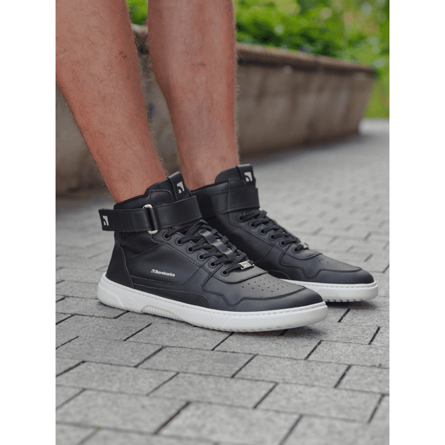 Barefoot Sneakers Barebarics Zing - High Top - Black & White - Leather