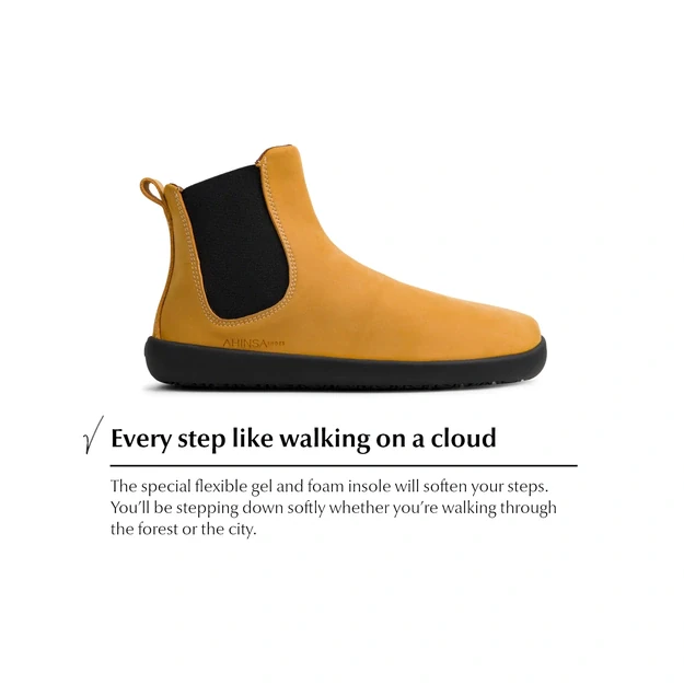 Ahinsa barefoot Chelsea 2.0 mustard nubuck