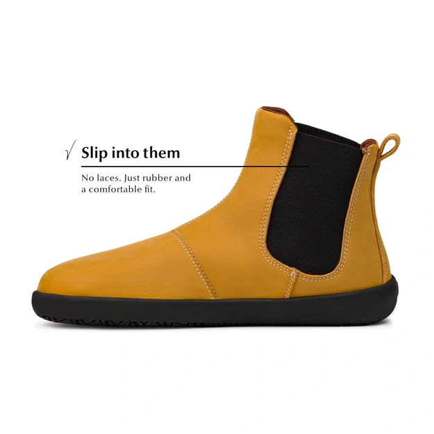 Ahinsa barefoot Chelsea 2.0 mustard nubuck