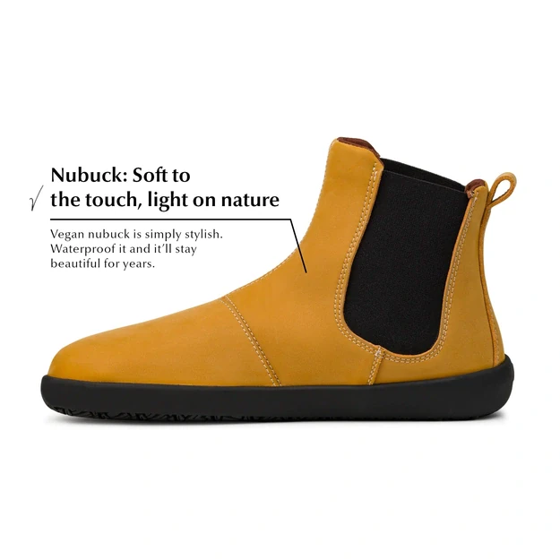 Ahinsa barefoot Chelsea 2.0 mustard nubuck
