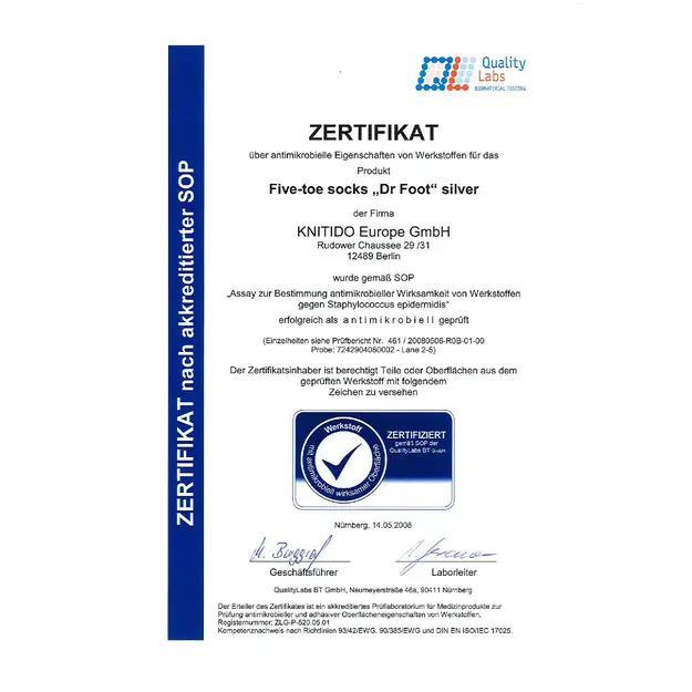 Knitido pirštuotos antimikrobinės kojinės Dr.Foot Silver Protect trumpos balta