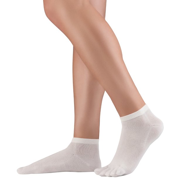 Knitido pirštuotos antimikrobinės kojinės Dr.Foot Silver Protect trumpos balta