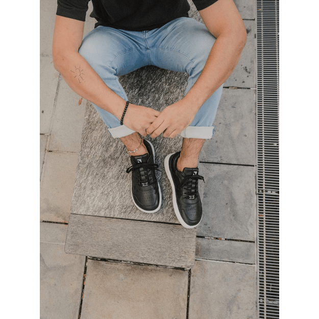 Barefoot Sneakers Barebarics Zing - Black & White - Leather