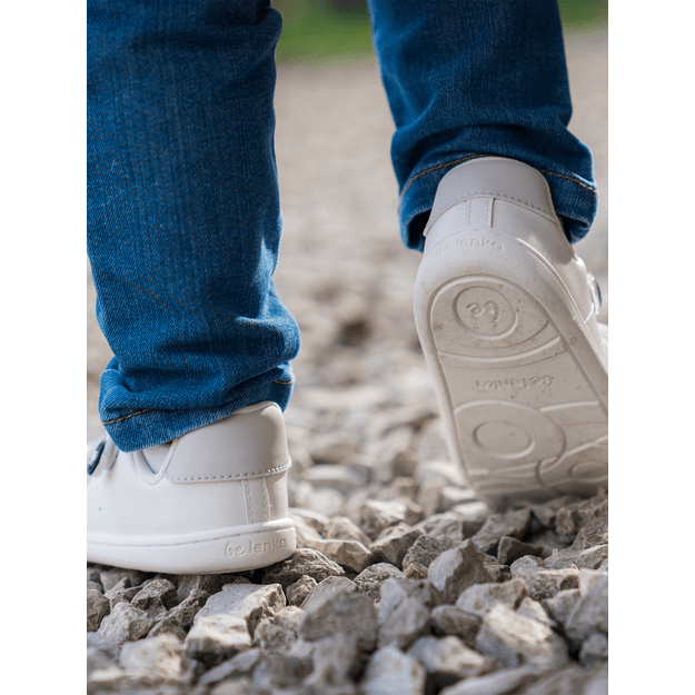 Kids barefoot sneakers Be Lenka Energise Kids - White & Checkerboard