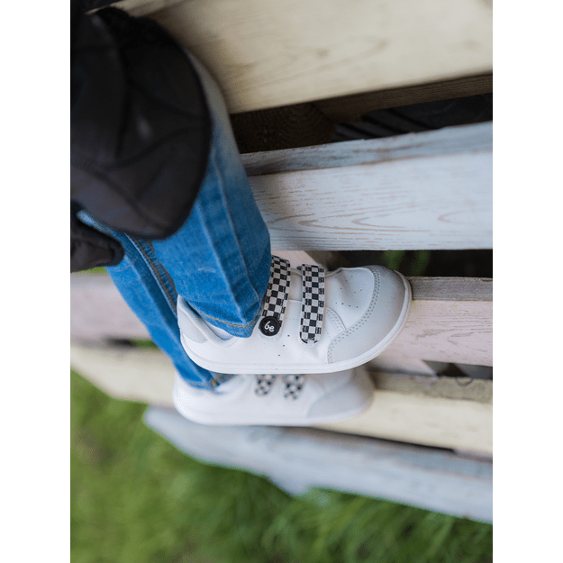 Kids barefoot sneakers Be Lenka Energise Kids - White & Checkerboard