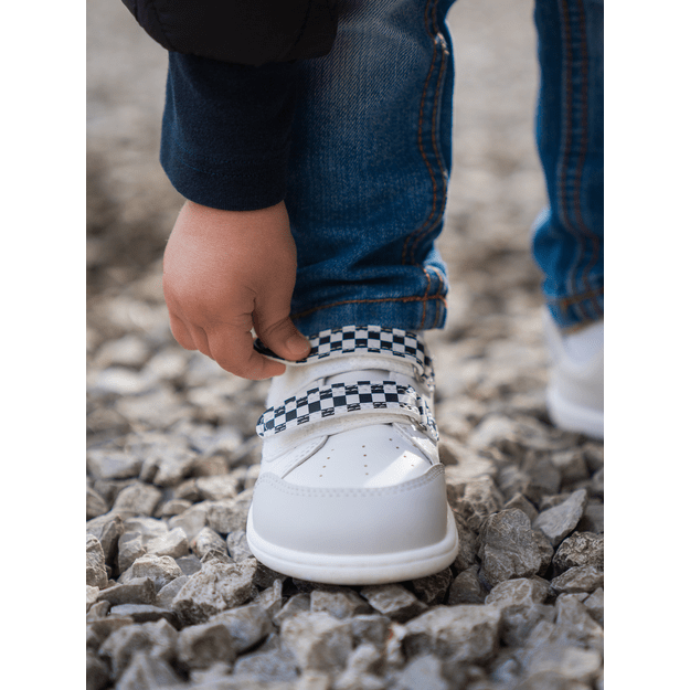 Kids barefoot sneakers Be Lenka Energise Kids - White & Checkerboard