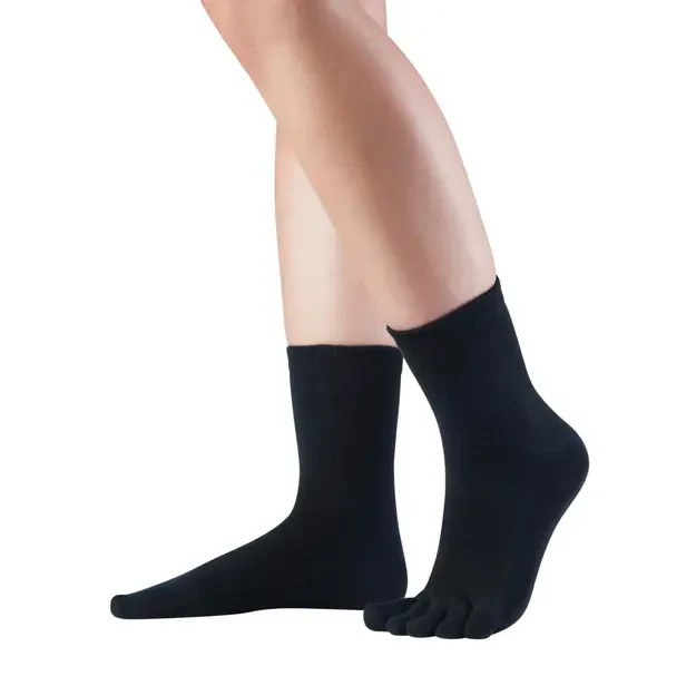 Knitido pirštuotos antimikrobinės kojinės Dr.Foot Silver Protect Midi melyna