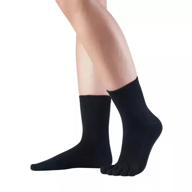 Knitido pirštuotos antimikrobinės kojinės Dr.Foot Silver Protect Midi juoda
