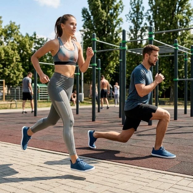 GROUNDIES® barefoot sportbačiai  Active Knit mėlyna/balta