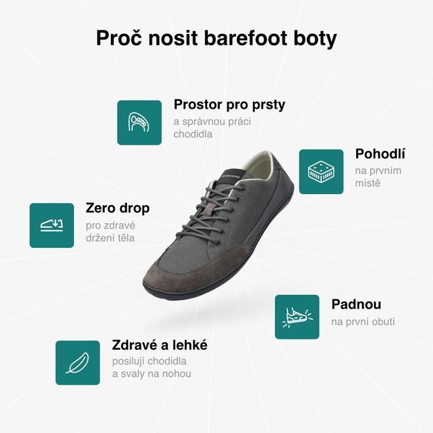 GROUNDIES® vyriški Barefoot kedai Amsterdam tamsiai pilka 6