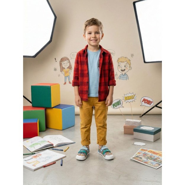Kids barefoot sneakers Be Lenka Canvi Preschool - Comics Color