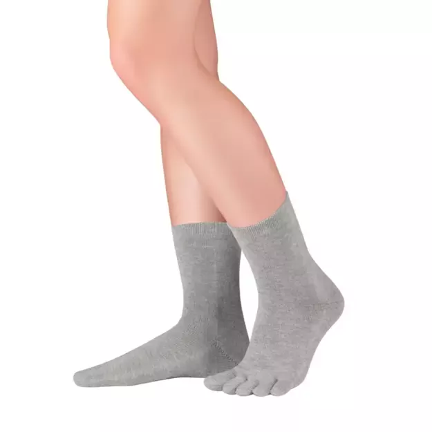 Knitido pirštuotos antimikrobinės kojinės Dr.Foot Silver Protect Midi pilka