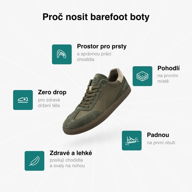 GROUNDIES® Nova GS1 barefoot batai – žalia su leopardiniu akcentu 8