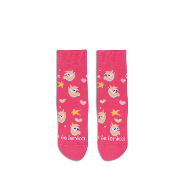 Kids barefoot Socks Be Lenka Kids - Crew - Unicorn - BubleGum Pink