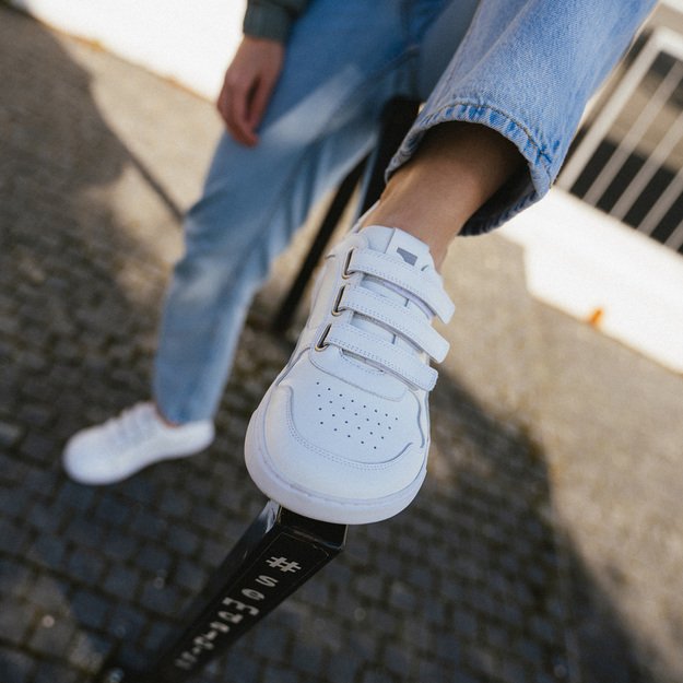 Barefoot Sneakers Barebarics Zing Velcro - All White - Leather