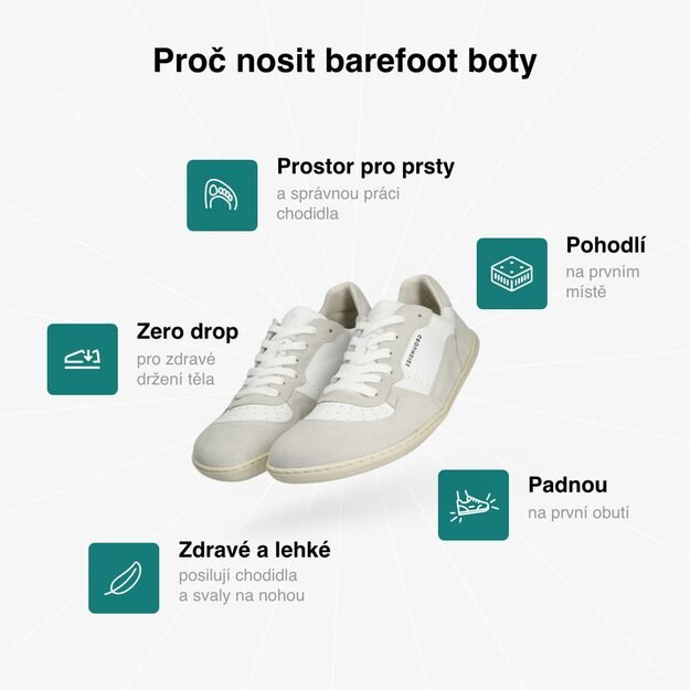 Barefoot+ Tenisky GROUNDIES&reg; Nova GO1+ B&iacute;lo B&eacute;žov&eacute;