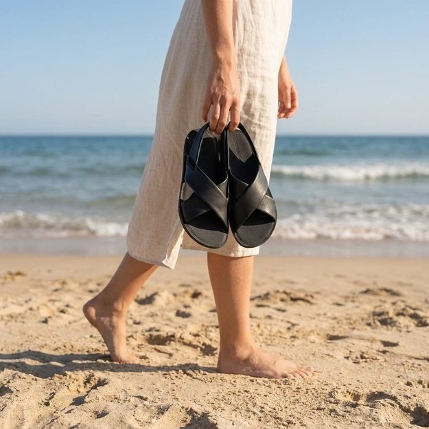 GROUNDIES® barefoot basutės moterims  Verona 2.0  juoda (oda)
