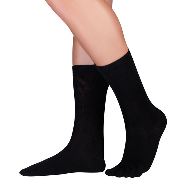 Knitido pirštuotos antimikrobinės kojinės Dr.Foot Silver Protect ilgos juoda 1