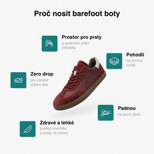 GROUNDIES® barefoot kedai Panama burgundiška 7