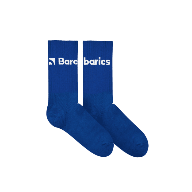 Barebarics - Barefoot Socks - Crew - Blue - Big logo - 3 pack