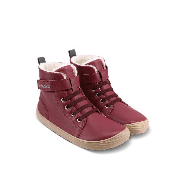 Winter barefoot boots Be Lenka Winter Kids - Dark Cherry Red