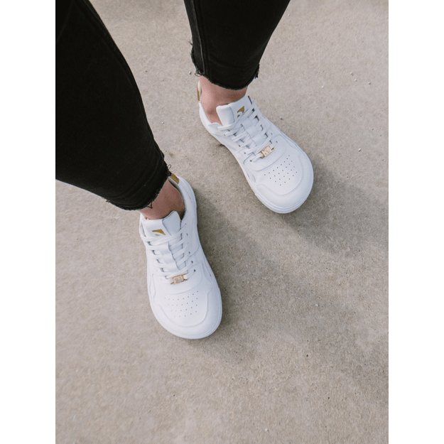 Barefoot kedai Barebarics Zing - White & Gold - Leather