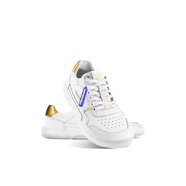 Barefoot kedai Barebarics Zing - White & Gold - Leather