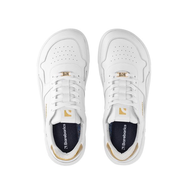 Barefoot kedai Barebarics Zing - White & Gold - Leather