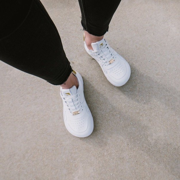 Barefoot kedai Barebarics Zing - White & Gold - Leather