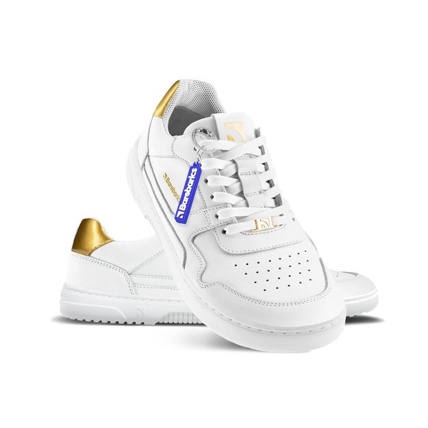 Barefoot kedai Barebarics Zing - White & Gold - Leather