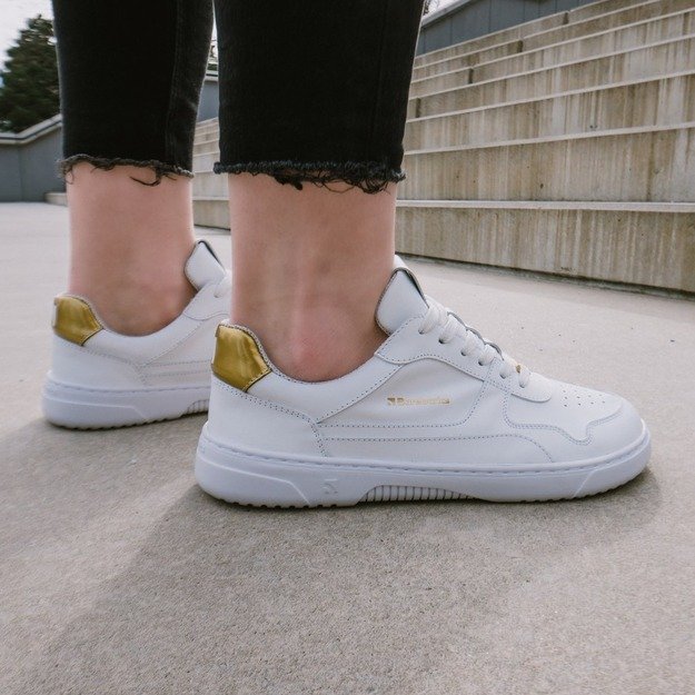 Barefoot kedai Barebarics Zing - White & Gold - Leather