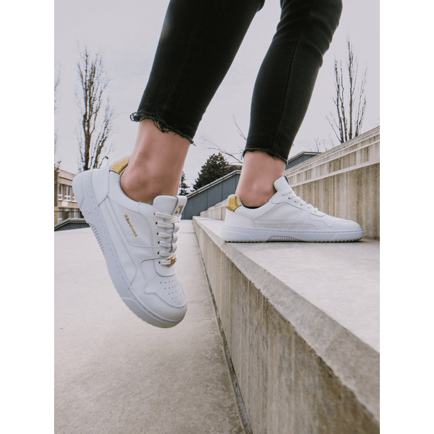 Barefoot kedai Barebarics Zing - White & Gold - Leather