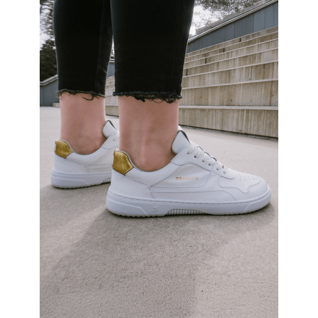Barefoot kedai Barebarics Zing - White & Gold - Leather