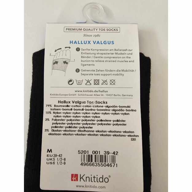 Knitido Hallux Valgus pirštuotos kojinės - juoda 