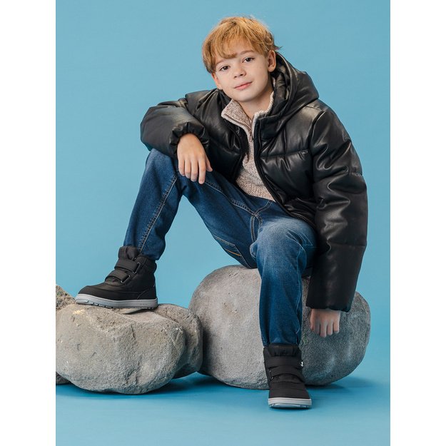 Kids winter barefoot boots Be Lenka Zippu Kids - Black & Grey
