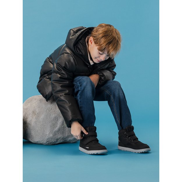 Kids winter barefoot boots Be Lenka Zippu Kids - Black & Grey