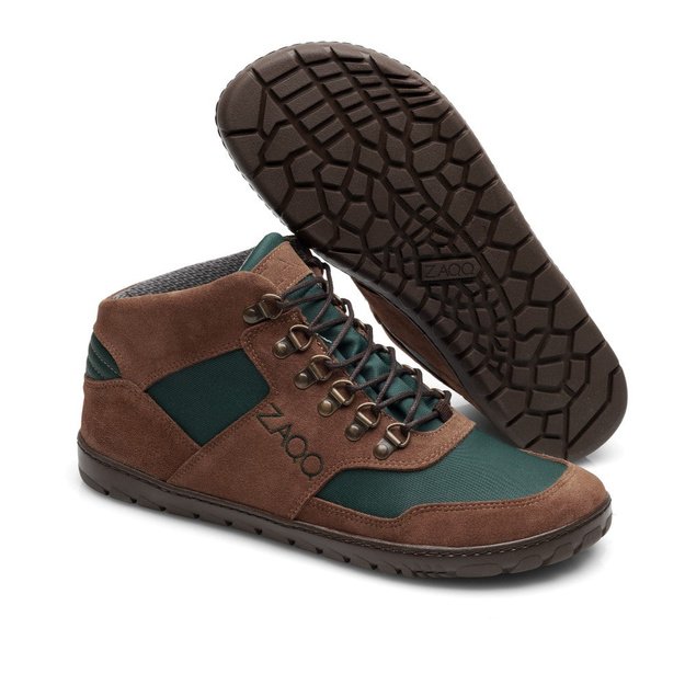 ZAQQ atsparūs drėgmei barefoot batai HIQE Mid Brown Green Waterproof