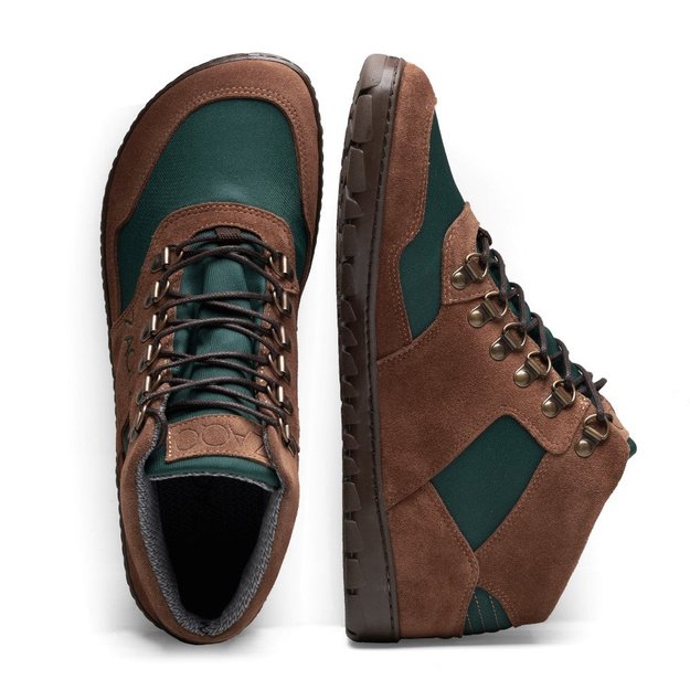 ZAQQ atsparūs drėgmei barefoot batai HIQE Mid Brown Green Waterproof