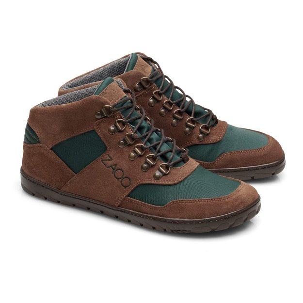 ZAQQ atsparūs drėgmei barefoot batai HIQE Mid Brown Green Waterproof