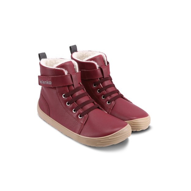 Winter barefoot boots Be Lenka Winter Kids - Dark Cherry Red