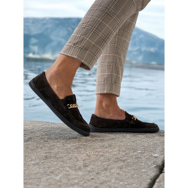 Barefoot Moccasins Be Lenka Prestage - Dark Brown & Gold