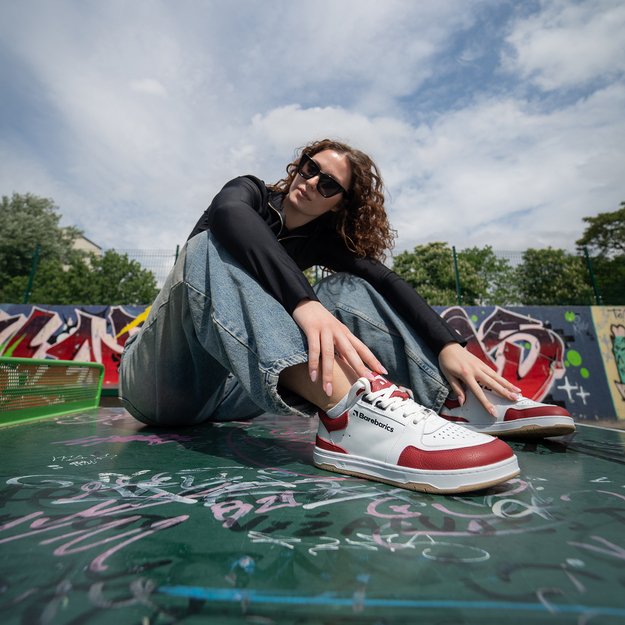 Barefoot kedai Barebarics Wave - White & Crimson Red