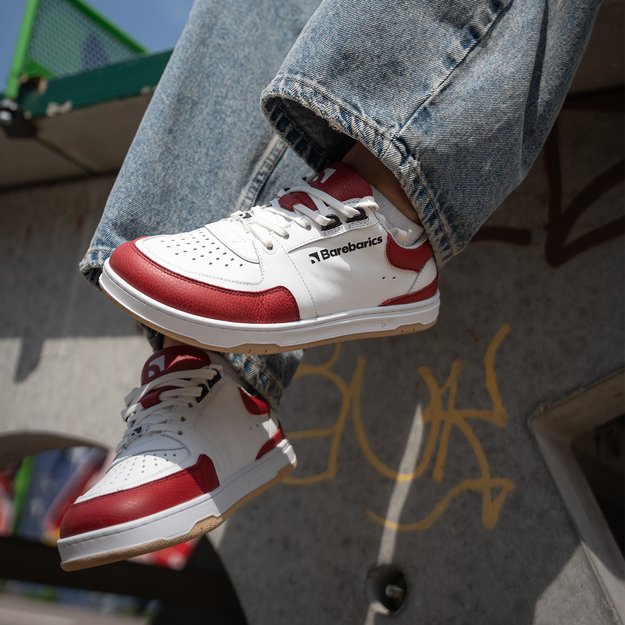 Barefoot kedai Barebarics Wave - White & Crimson Red