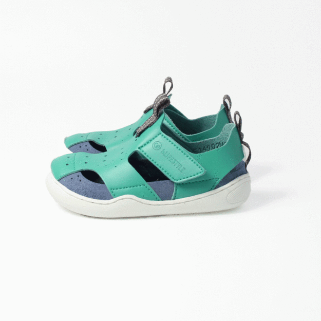 Barefoot vaikiškos basutės bLifestyle springbockSTYLE batukai žalia/mėlyna.