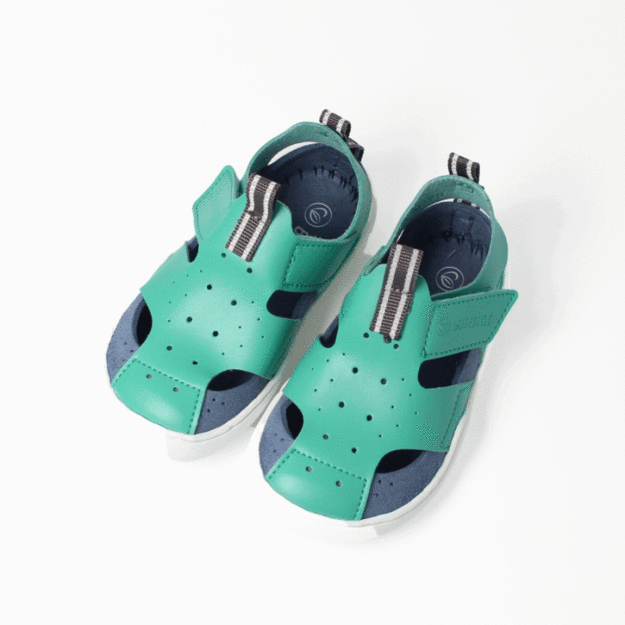 Barefoot vaikiškos basutės bLifestyle springbockSTYLE batukai žalia/mėlyna.
