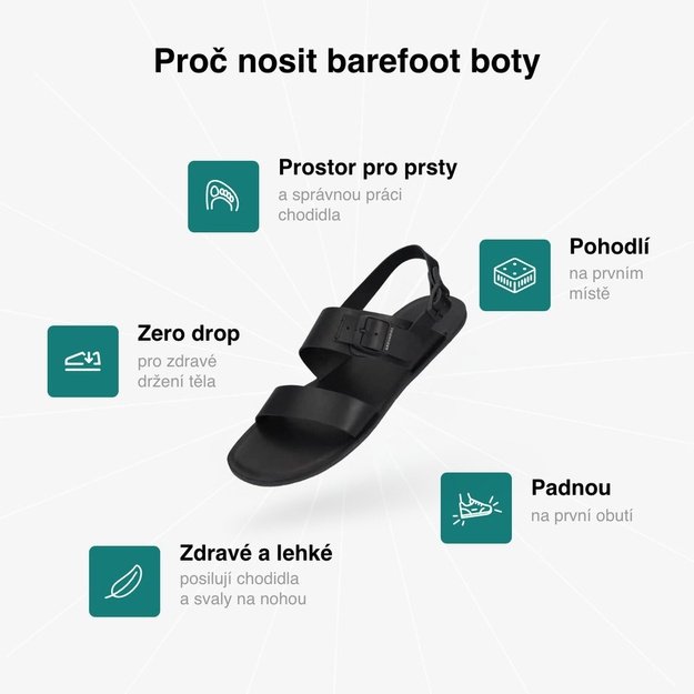 GROUNDIES® barefoot sandalai  Kos juoda