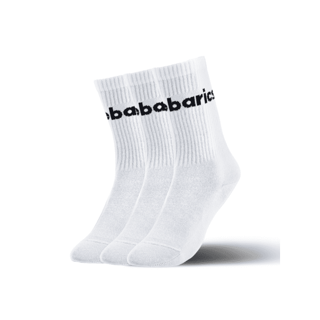 Barebarics - Barefoot Socks - Crew - White - Big logo - 3 pack