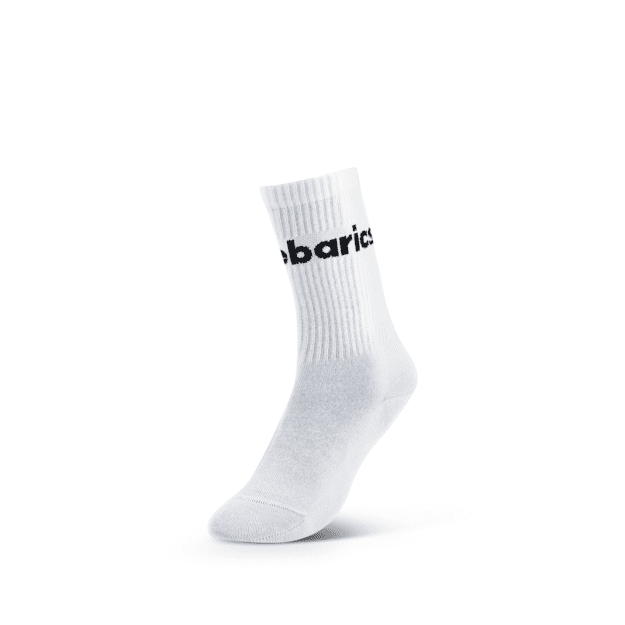 Barebarics - Barefoot Socks - Crew - White - Big logo - 3 pack